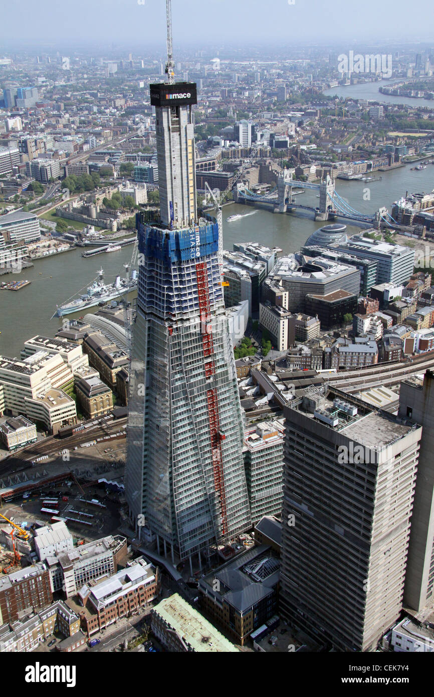 Luftaufnahme des Shard im Bau, London 2011 Stockfoto