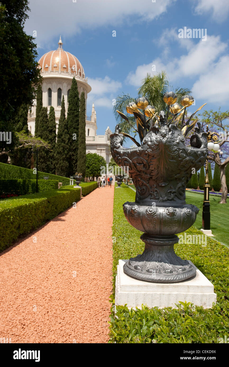 Bahai Schrein-Gärten in Haifa internationaler Hauptsitz Bahai Glauben Pilgern Ziel Bahai Gläubigen alle Welt einzigartig Stockfoto