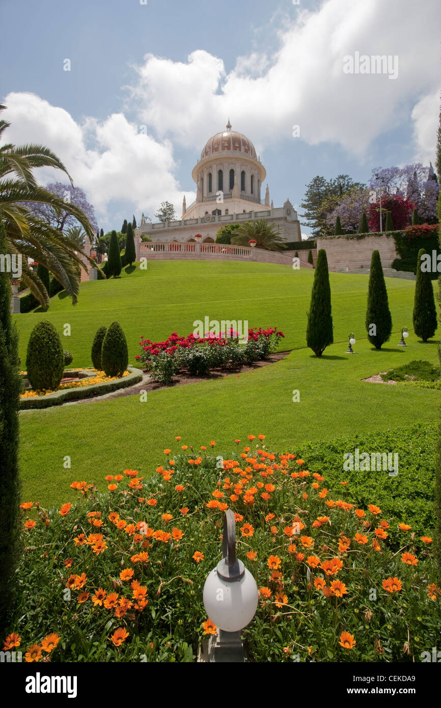 Bahai Schrein-Gärten in Haifa internationaler Hauptsitz Bahai Glauben Pilgern Ziel Bahai Gläubigen alle Welt einzigartig Stockfoto
