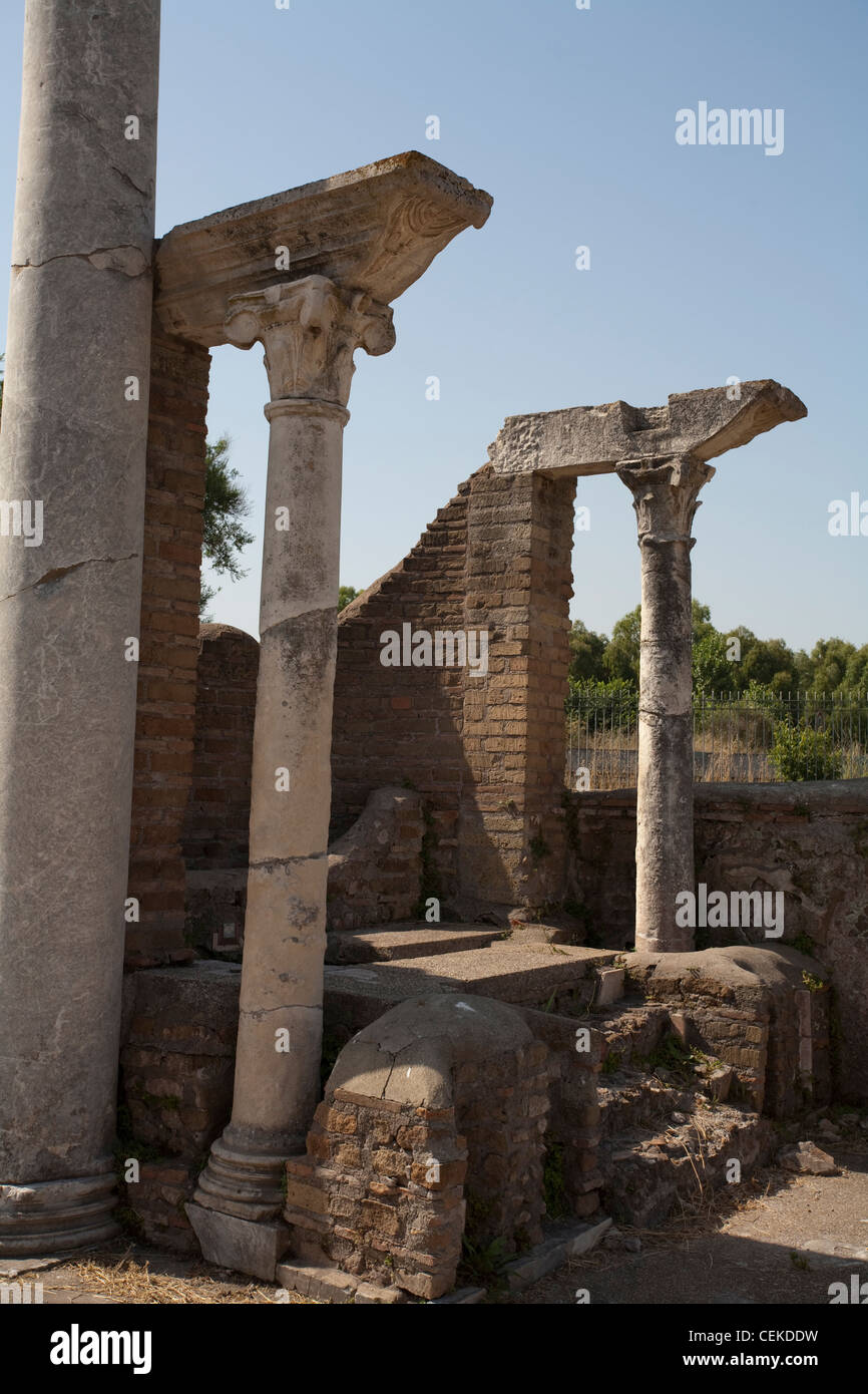 Italien Ostia Antica - antike Synagoge Synagoge Ostia gegründet während der Regierungszeit Kaiser Claudius (41-54 n. Chr.) früheste Phase gebaut Stockfoto