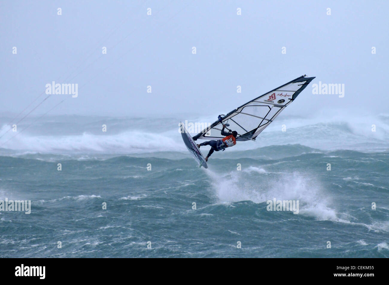 Storm Rider 2012, der israelischen Windsurfen Wettbewerb in Bat Galim, Haifa.February 17, 2012. Foto von Shay Levy Stockfoto