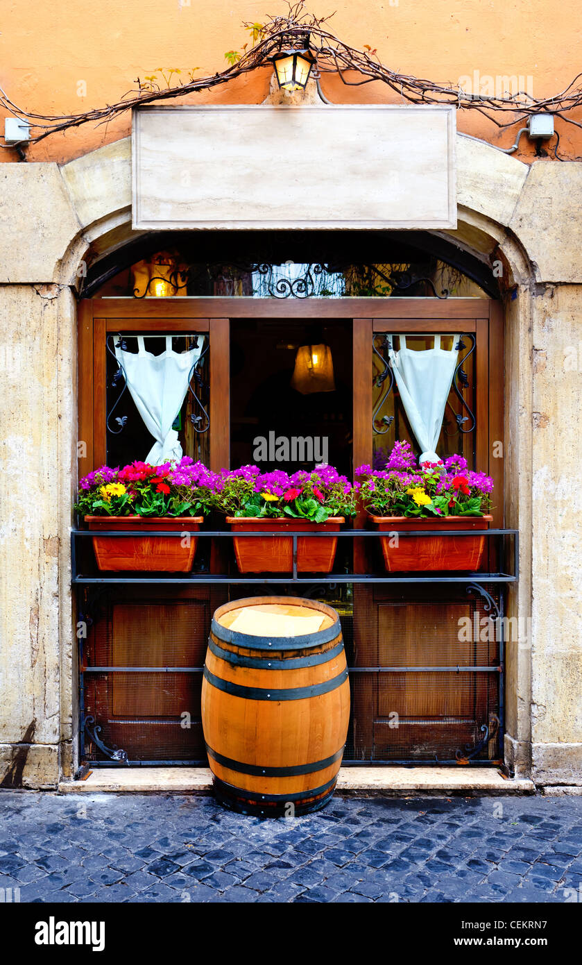 Fenster für ein italienisches Restaurant - traditionelle Trattoria, Rom Stockfoto