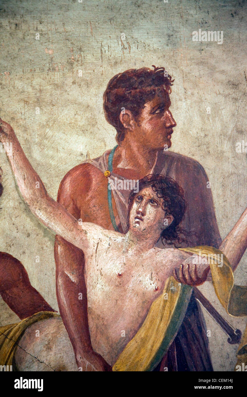 Italien, Neapel Museum aus Pompeji, Haus des tragischen Dichters (VI, 8, 5), Iphigenie Opfer Stockfoto