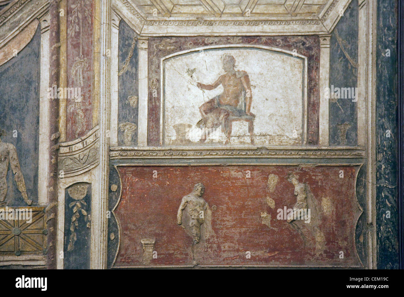 Italien, Neapel, Neapel Museum aus Pompeji, Haus der Meleager (VI. 9), Stuck Policromo (Polychrom) Stockfoto
