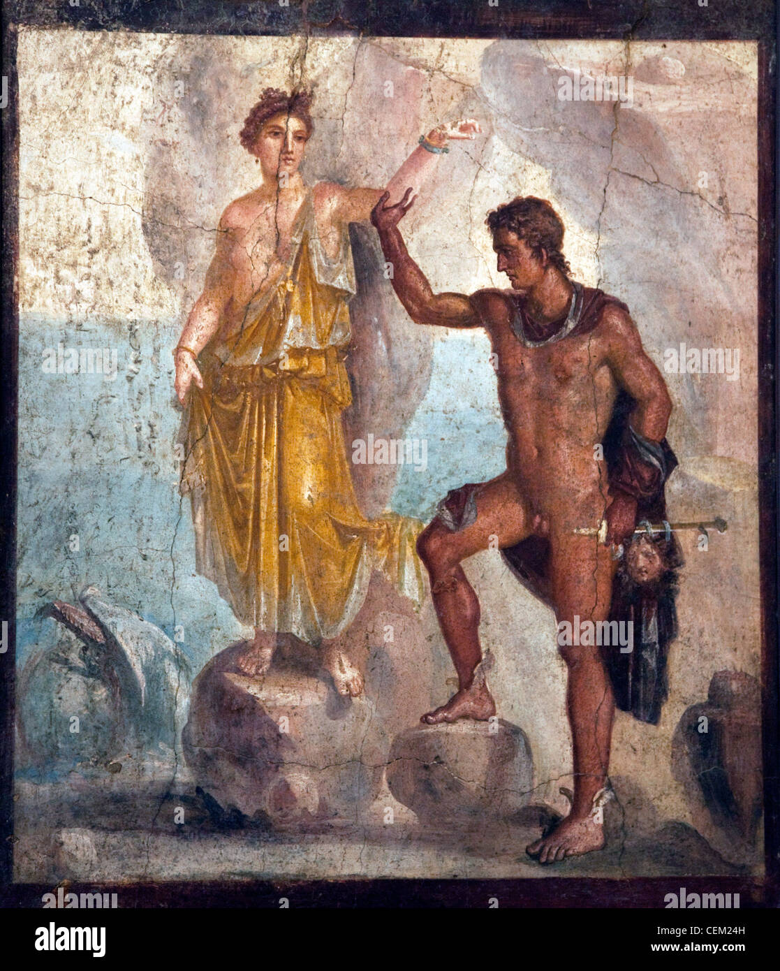 Italien, Neapel, Neapel Museum aus Pompeji, Haus der Dioskuren (VI, 9, 6), Perseus und Andromeda Stockfoto
