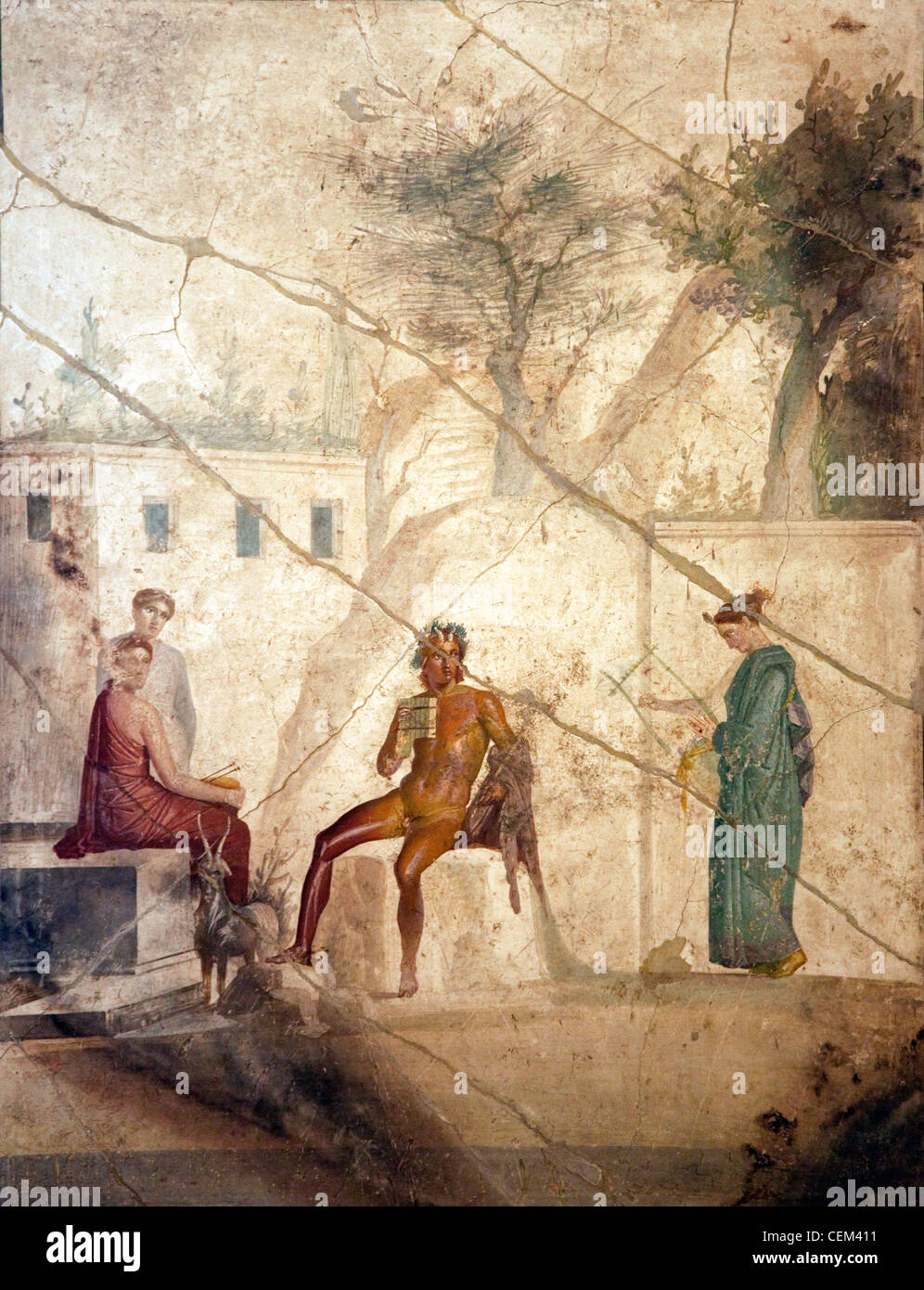 Italien, Neapel, Neapel Museum aus Pompeji, Haus der tödliche Liebe (IX, 5,8), Pan und die Nymphen Stockfoto