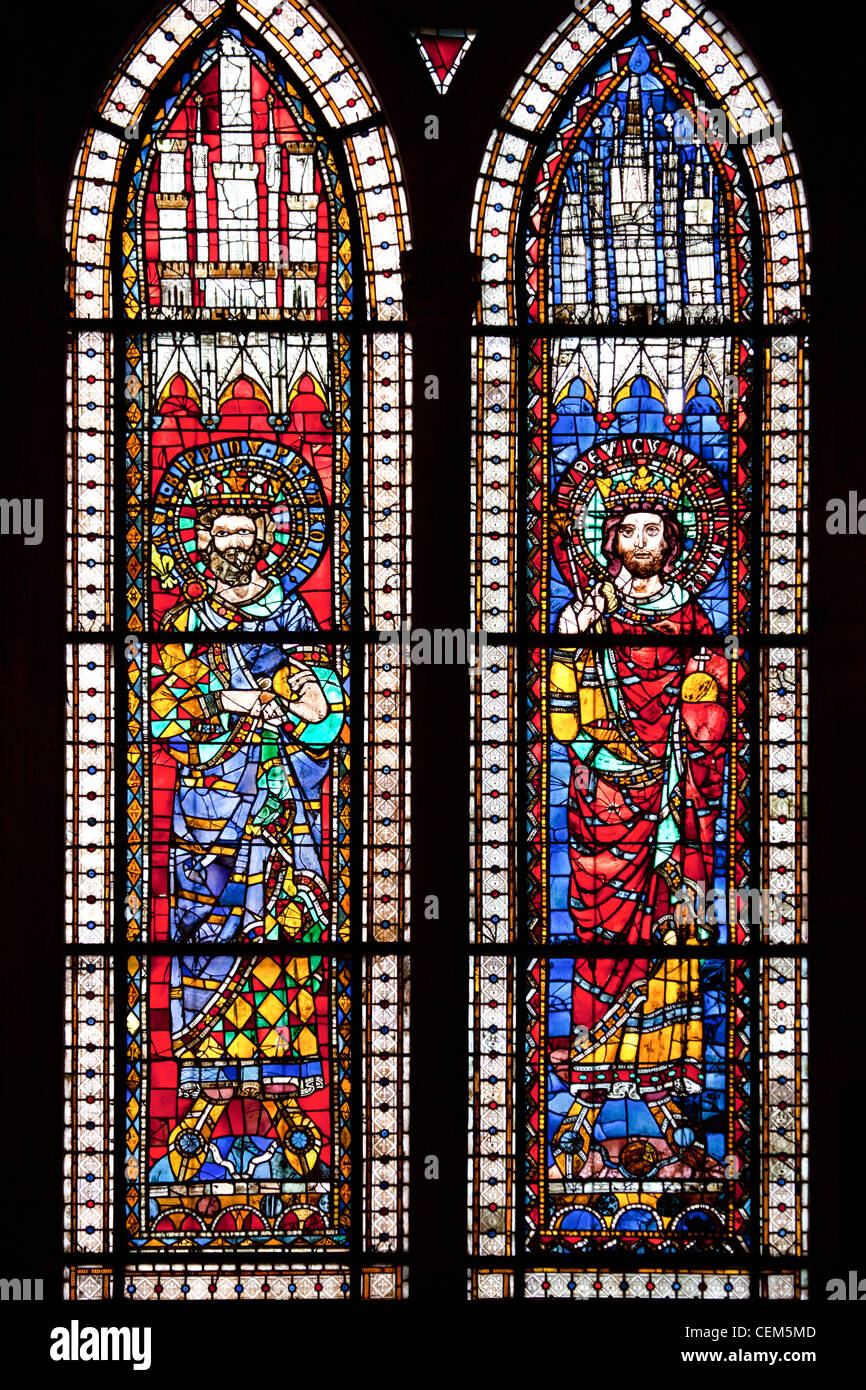 Frankreich, Elsass, Straßburg, Straßburger Münster, Buntglasfenster, Kaiser des Heiligen Römischen Reiches Stockfoto