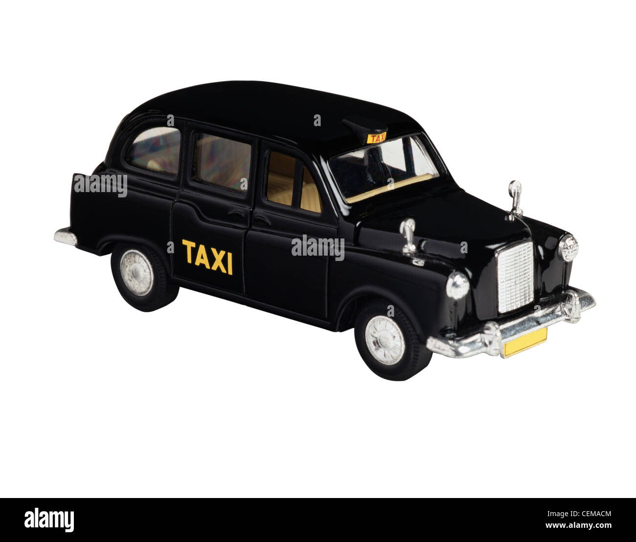 Klassische London Cab Taxi auf weiß Stockfoto