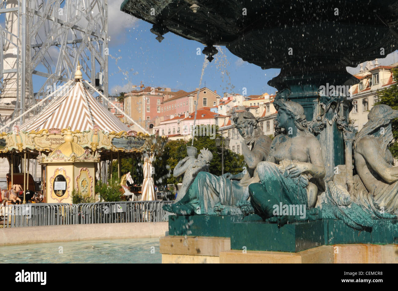 Dom Pedro IV Platz Rossio Bezirk Lissabon Portugal Stockfoto