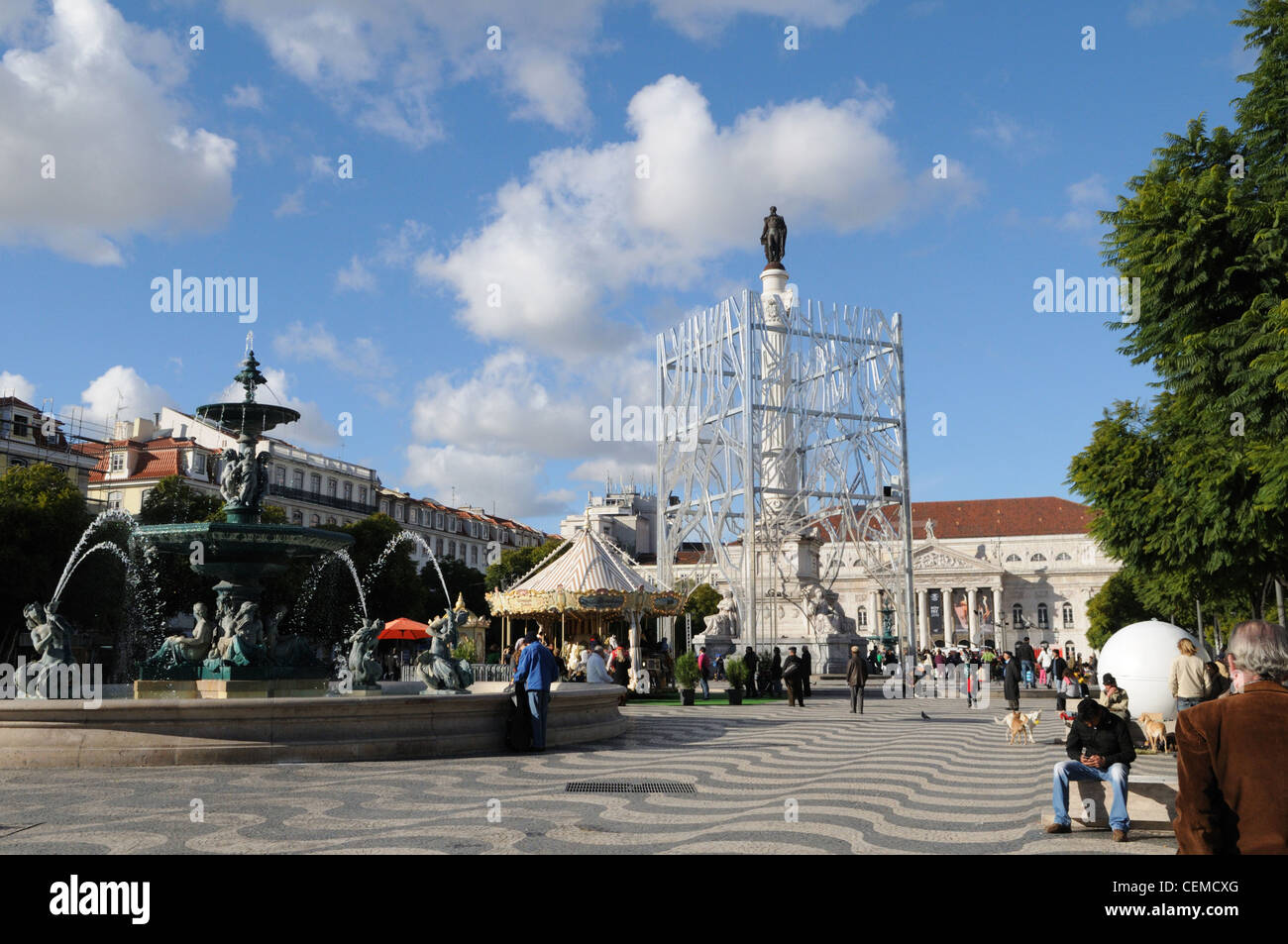 Dom Pedro IV Platz Rossio Bezirk Lissabon Portugal Stockfoto