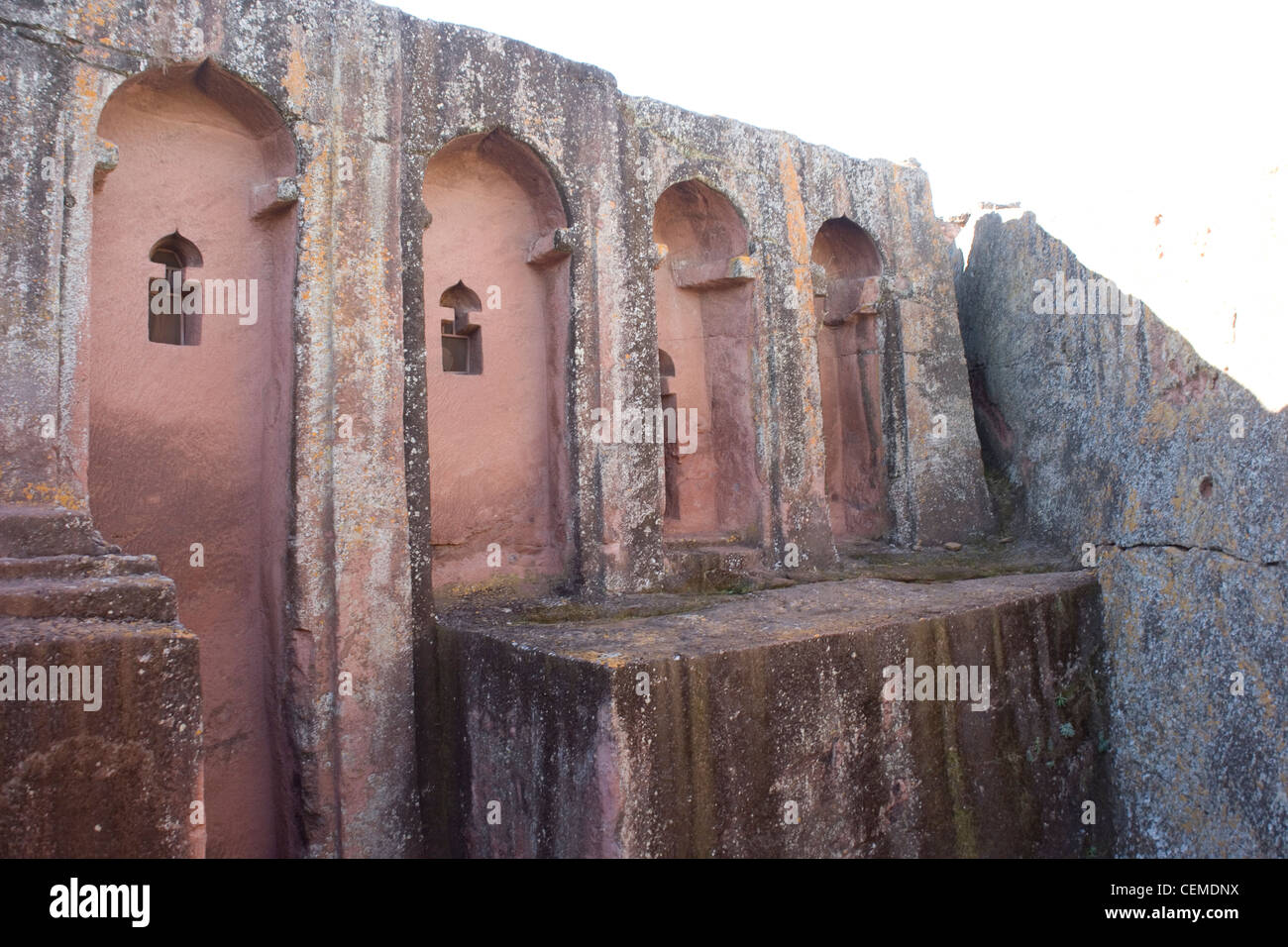 Haus von Gabriel und Rafael, einer der süd-östlichen Gruppe der gehauene Felsenkirchen von Lalibela in Äthiopien Stockfoto