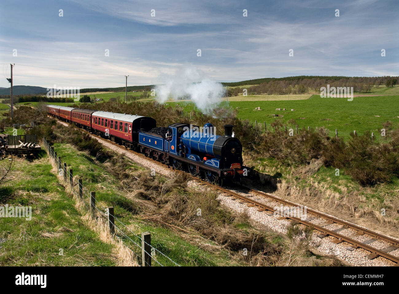 Dampf-Lokomotive 828.812 Klasse, Mcintosh 0-6-0, Jumbo, Caledonian Eisenbahnen, Strathspey Dampfeisenbahn, Aviemore, Schottland Stockfoto