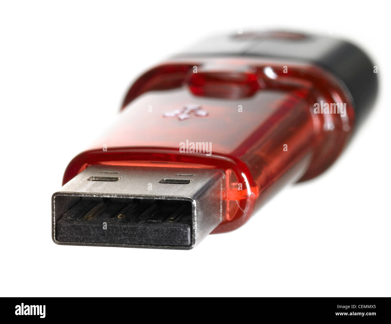 frontale Aufnahme von isoliert auf weiss rot USB-stick Stockfoto