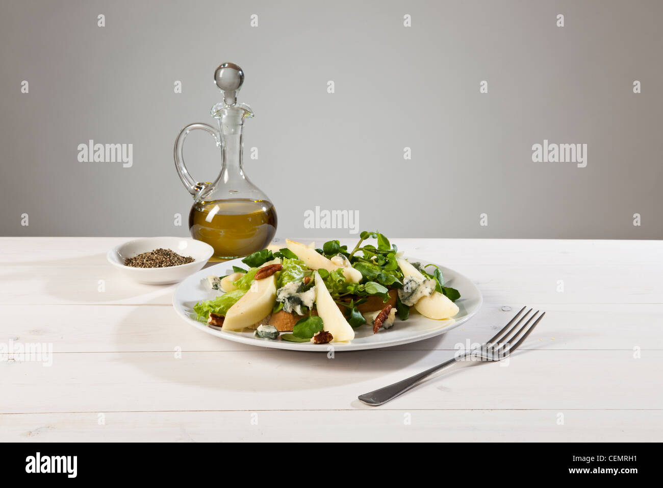 Birne & blau-Käse-Salat Stockfoto
