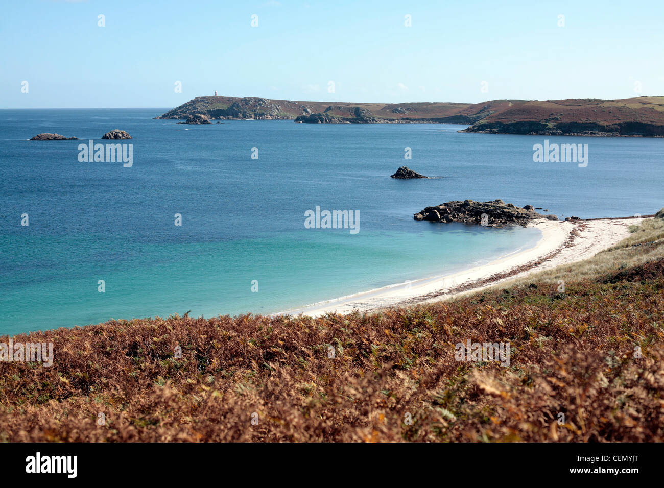 Blick über St Martins, Scilly-Inseln, Großbritannien. Stockfoto