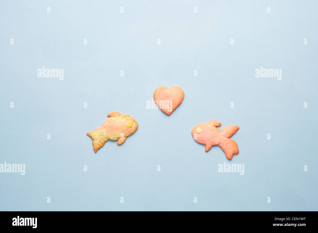 Cookies der Goldfische und Herz Form Stockfoto