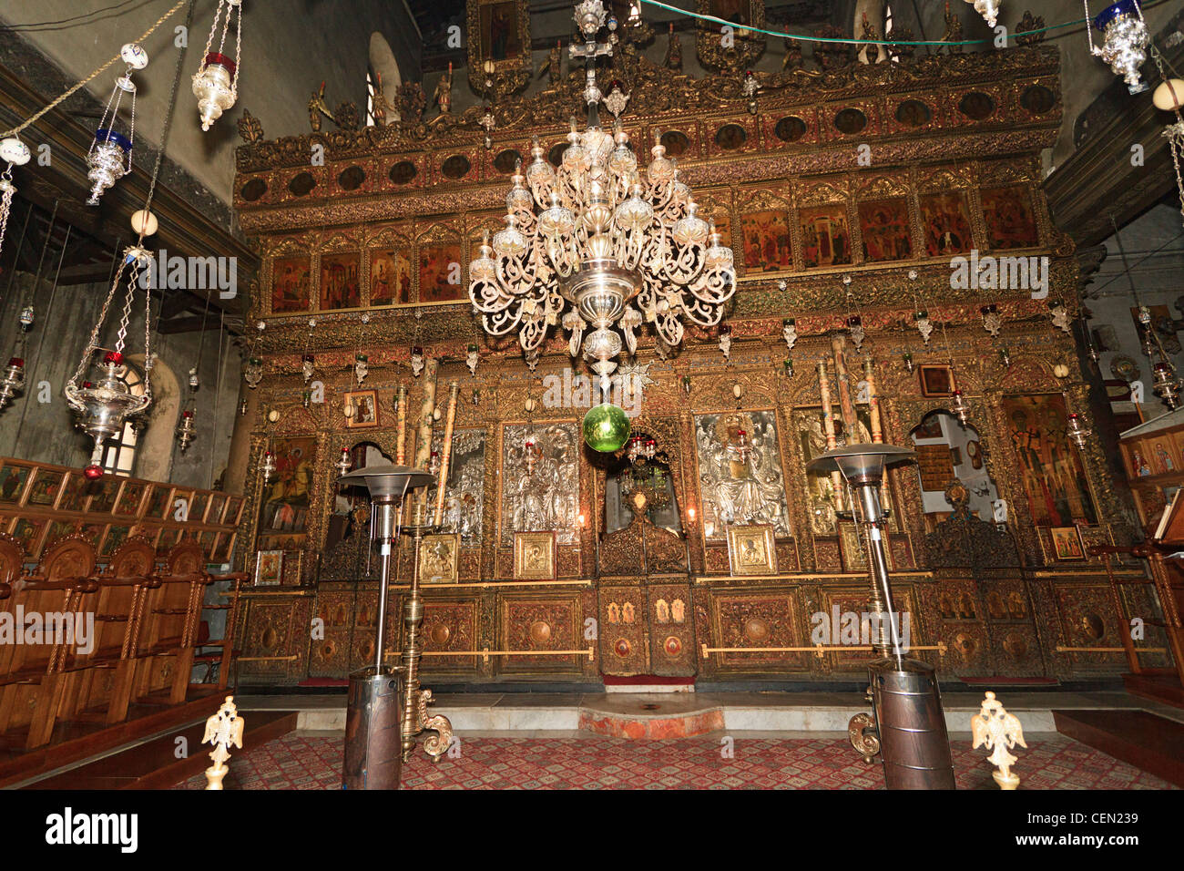 Griechisch-orthodoxe Kapelle in der Kirche des Nativity, Bethlehem, Westjordanland, Israel Stockfoto