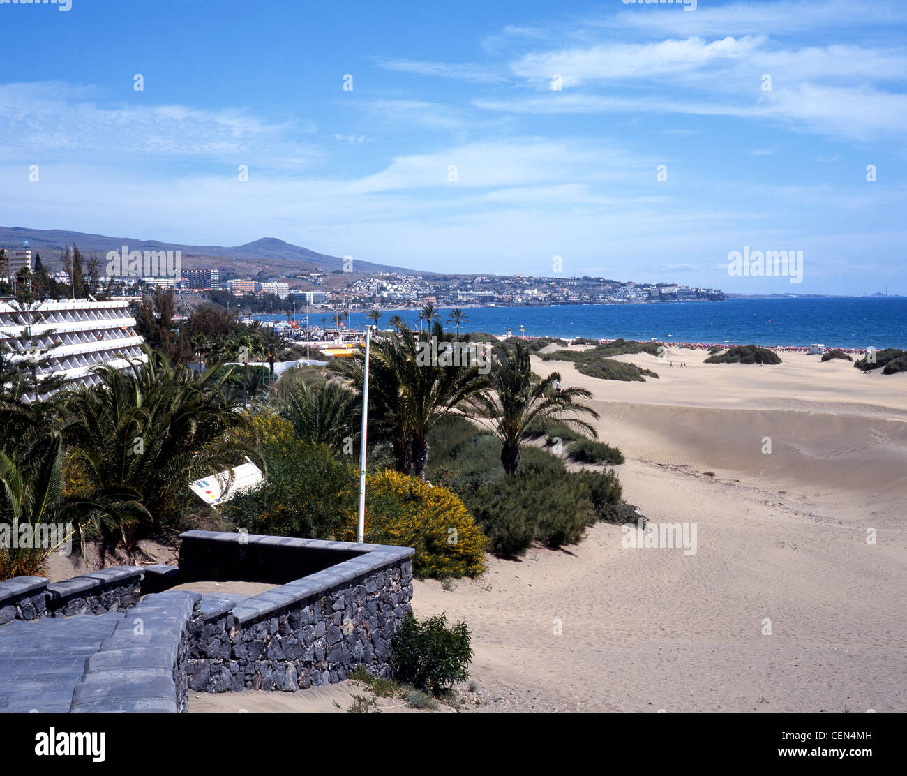 Der Strand von Maspalomas, Playa del Ingles, Gran Canaria, Kanarische Inseln, Spanien. Stockfoto