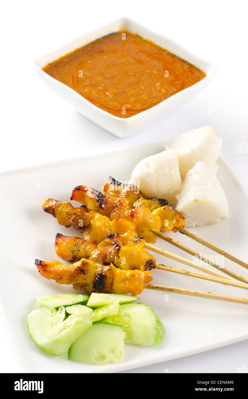 Leckere Hähnchen-Satay am Spieß Stockfoto