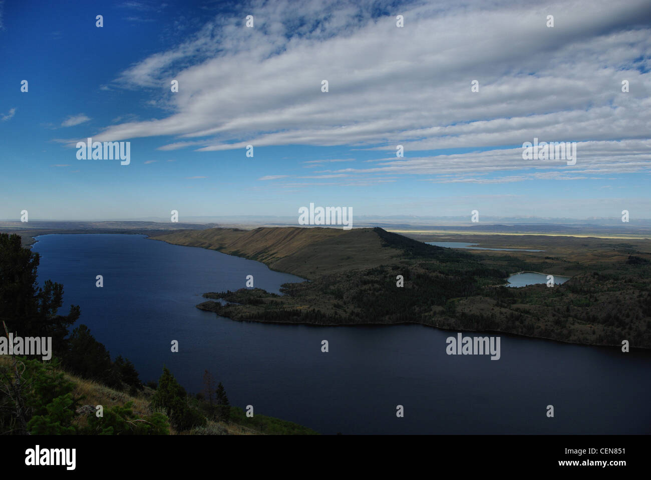 Fremont Lake mit weiten, offenen Blick auf Seen, Ebenen und Bergketten in Idaho und Utah, Wyoming Stockfoto