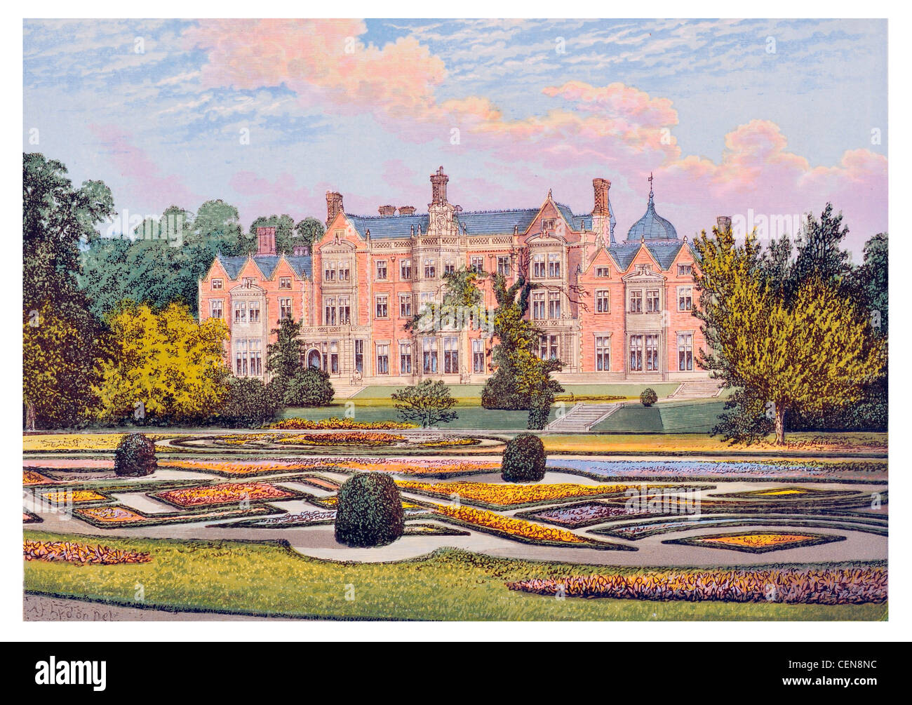 Sandringham House Norfolk England britische königliche Familie Area of Outstanding Natural Beauty Gärten Samuel Sanders Teulon Stockfoto