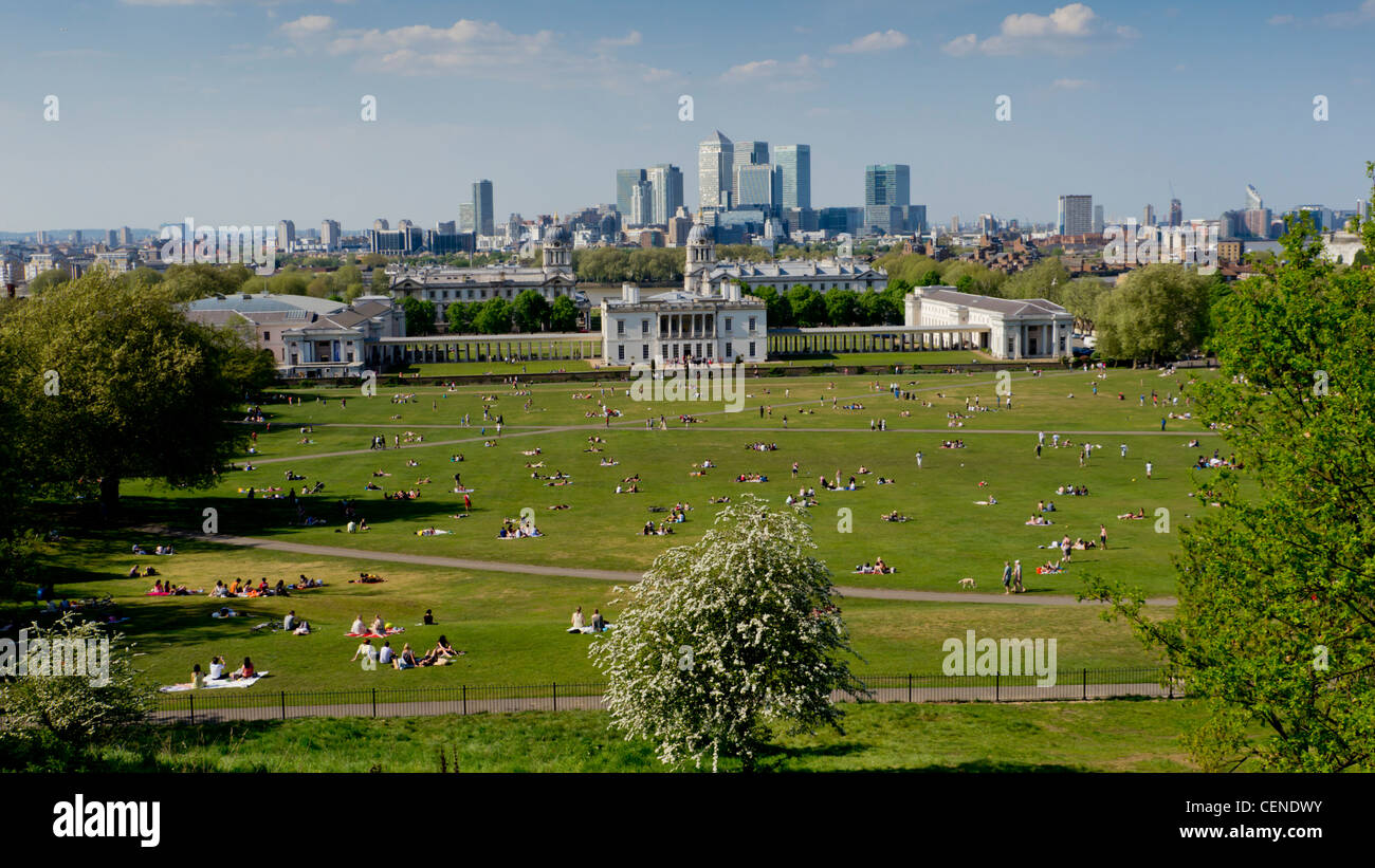 Großbritannien, England, London, Canary Wharf Isle of Dogs von Greenwich Stockfoto