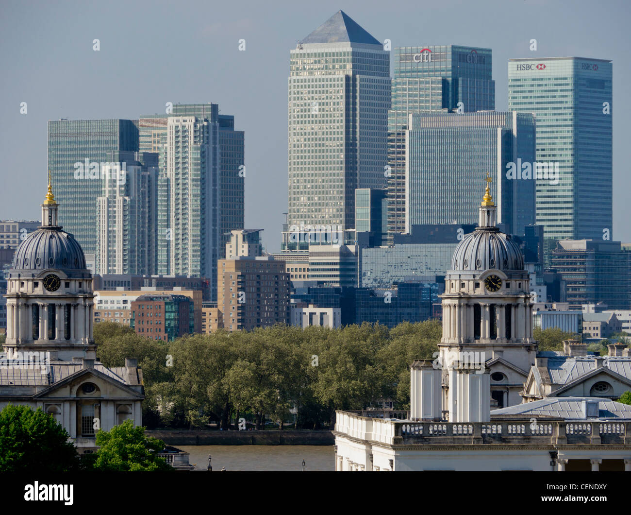 Großbritannien, England, London, Canary Wharf Isle of Dogs von Greenwich Stockfoto