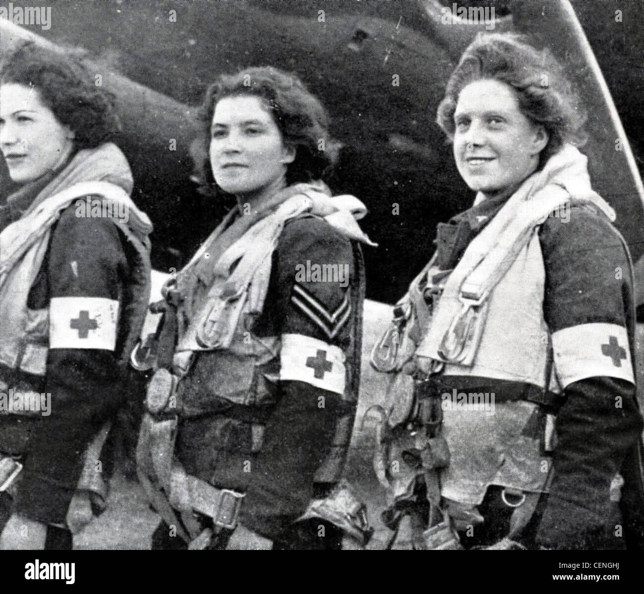 WW11. Militärische Krankenschwester. RAF medizinischen Flug Ordonnanzen fotografiert in Frankreich während der d-Day-Operationen Stockfoto