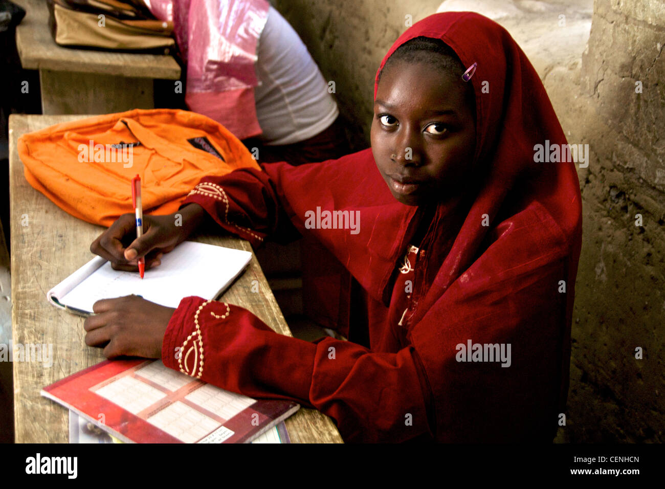 Ein Mädchen in der Schule in Timbuktu, Mali. Stockfoto