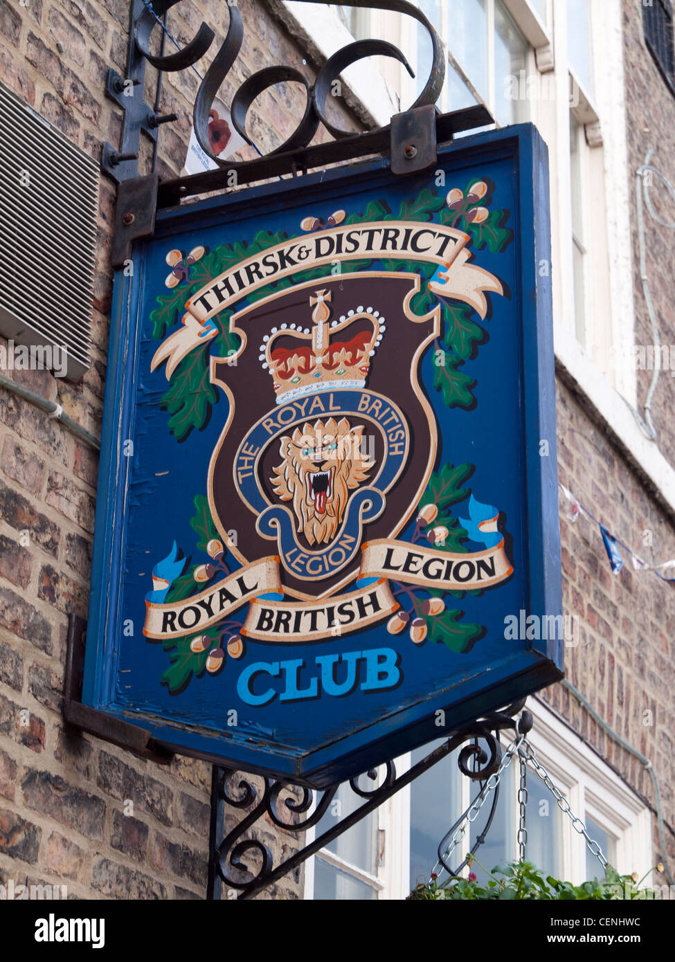 Melden Sie Thirsk und Bezirk Royal British Legion ex Service Herrenclub Stockfoto