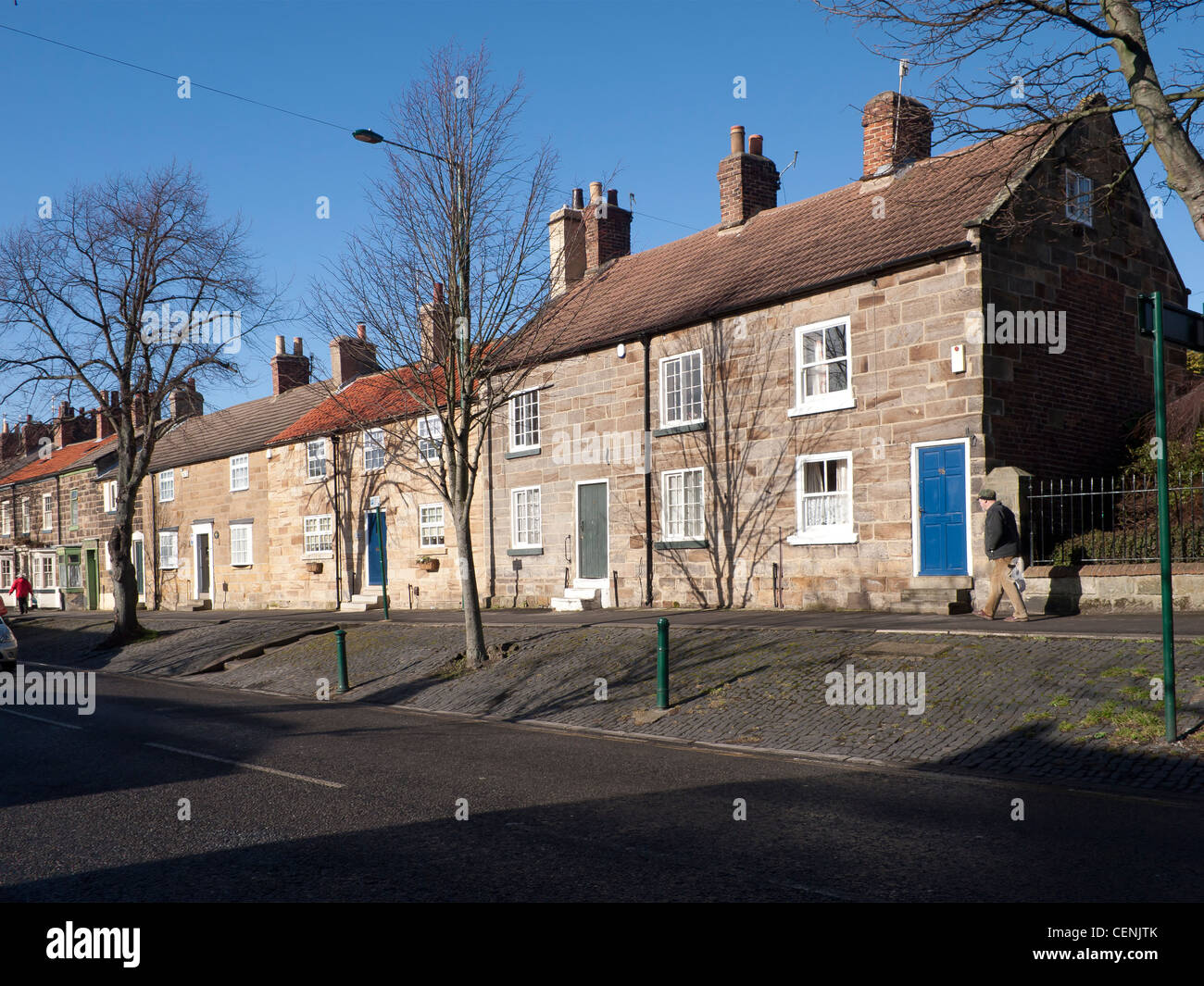 Eine Reihe von erheblichen gut gebaut Stein Reihenhäuser in Guisborough North Yorkshire Stockfoto