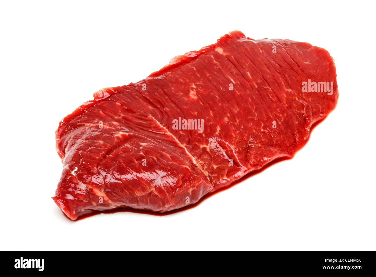 Rohes Steak auf weißem Hintergrund Stockfoto