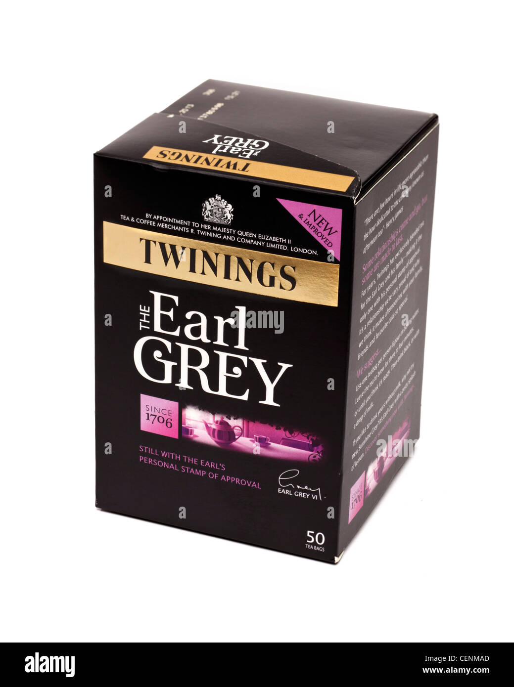 Earl Grey Tee auf weißem Hintergrund Stockfoto