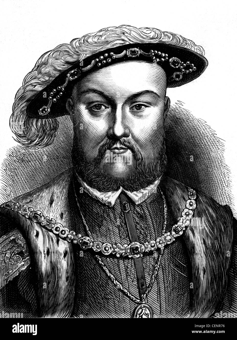 Heinrich VIII. (1491-1547) König von England von 1509. Holzstich-Ende des XIX. Jahrhunderts - London Stockfoto