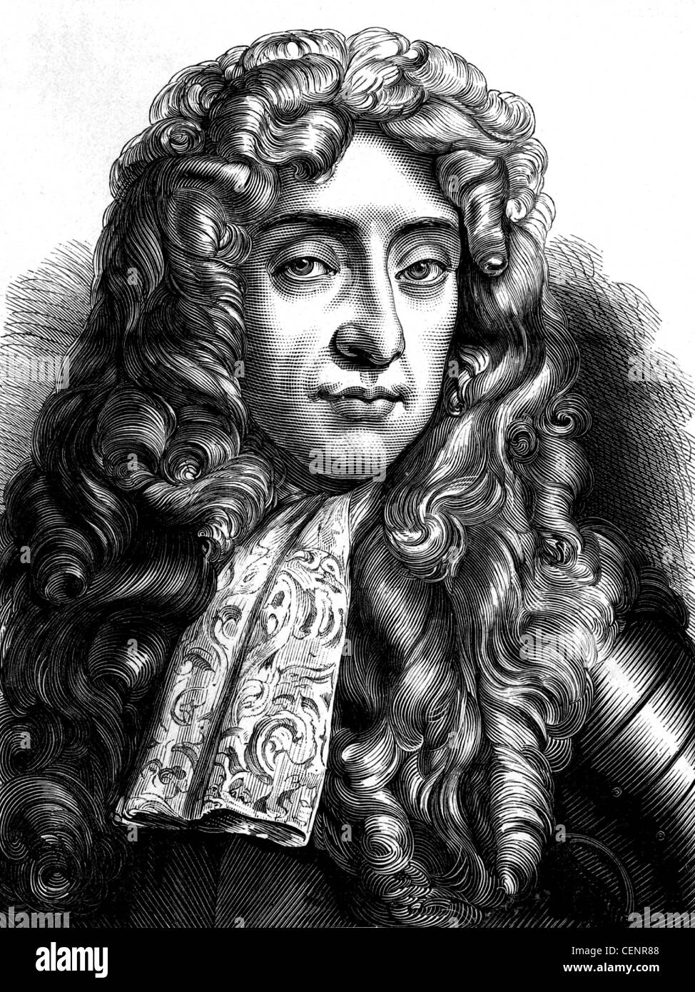 Jakob II. (1633-1701) König von Großbritannien und Irland 1685-1688. Holzstich-Ende des XIX. Jahrhunderts - London Stockfoto
