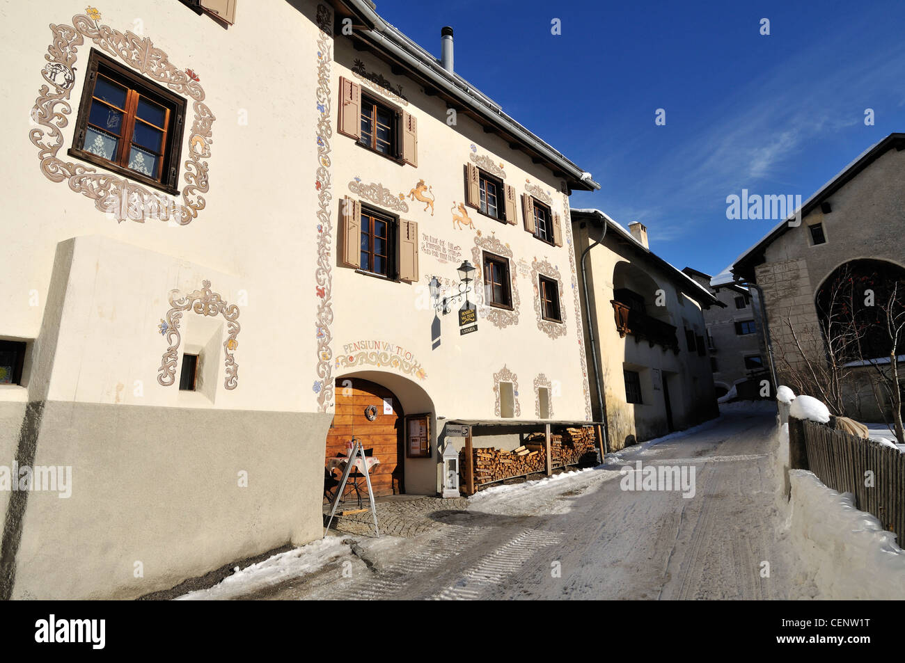 Guarda, Unterengadin, Engadin, Graubünden. Schweiz Stockfoto