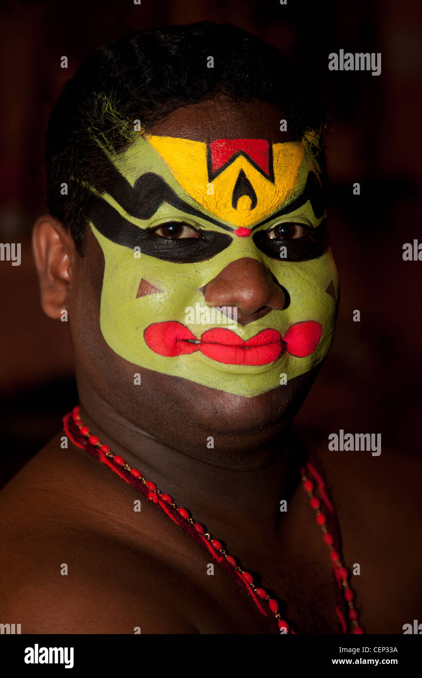Kathakali-Darsteller in Kerala, Indien Stockfoto