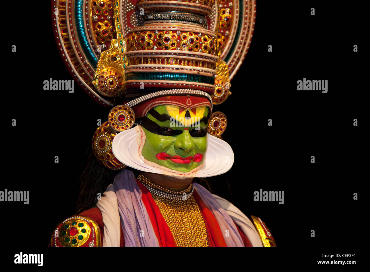 Kathakali-Darsteller in Kerala, Indien Stockfoto