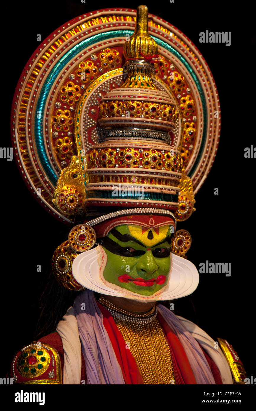 Kathakali-Darsteller in Kerala, Indien Stockfoto