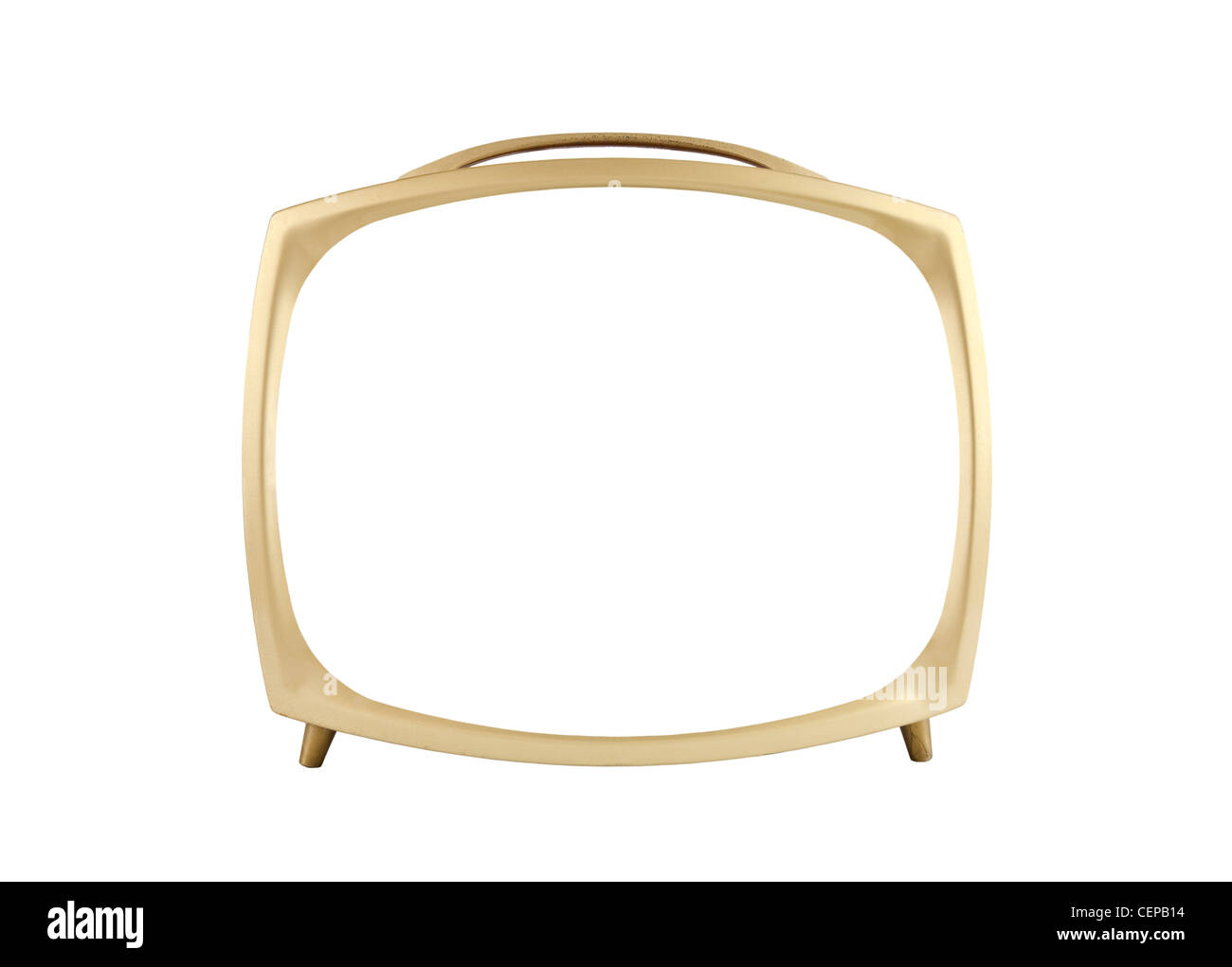 50er Jahre Vintage Fernsehen mit ausgeschnittenen Bildschirm isoliert auf weiss. Stockfoto