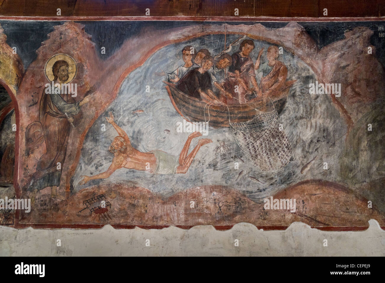 Wandmalereien aus dem 16. Jahrhundert in der Kirche St. Stephan in Nessebar, Bulgarien Stockfoto