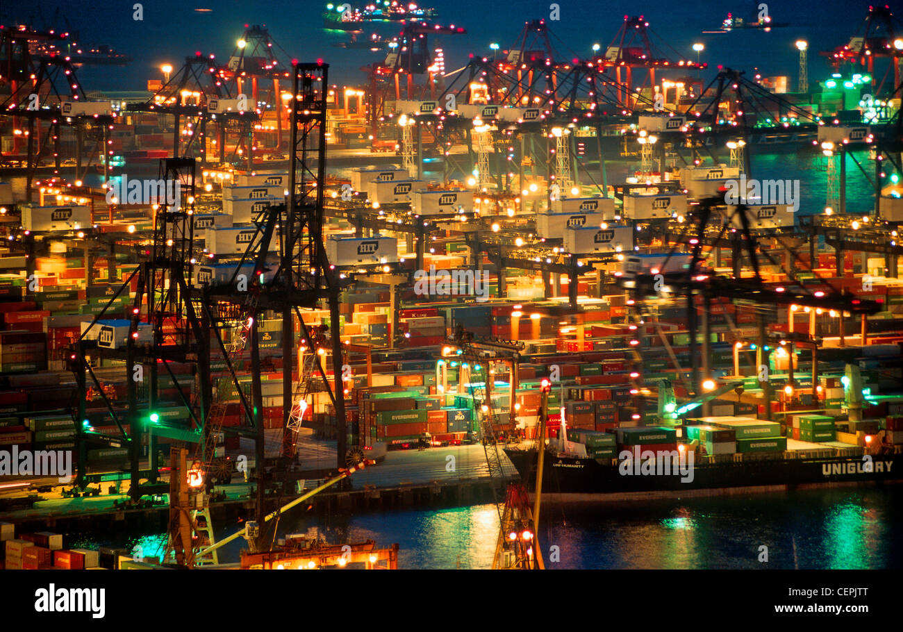 Kwai Chung Containerhafen, Hong Kong, China. Stockfoto