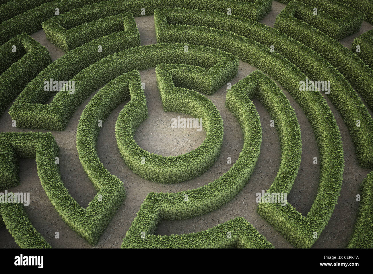 Eine Draufsicht auf ein Garten Labyrinth Stockfoto