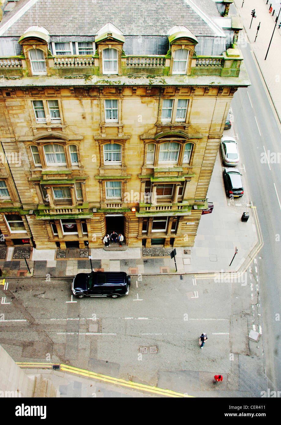 Blick auf Hotel Lombard Street vom Tyne Bridge. Stockfoto