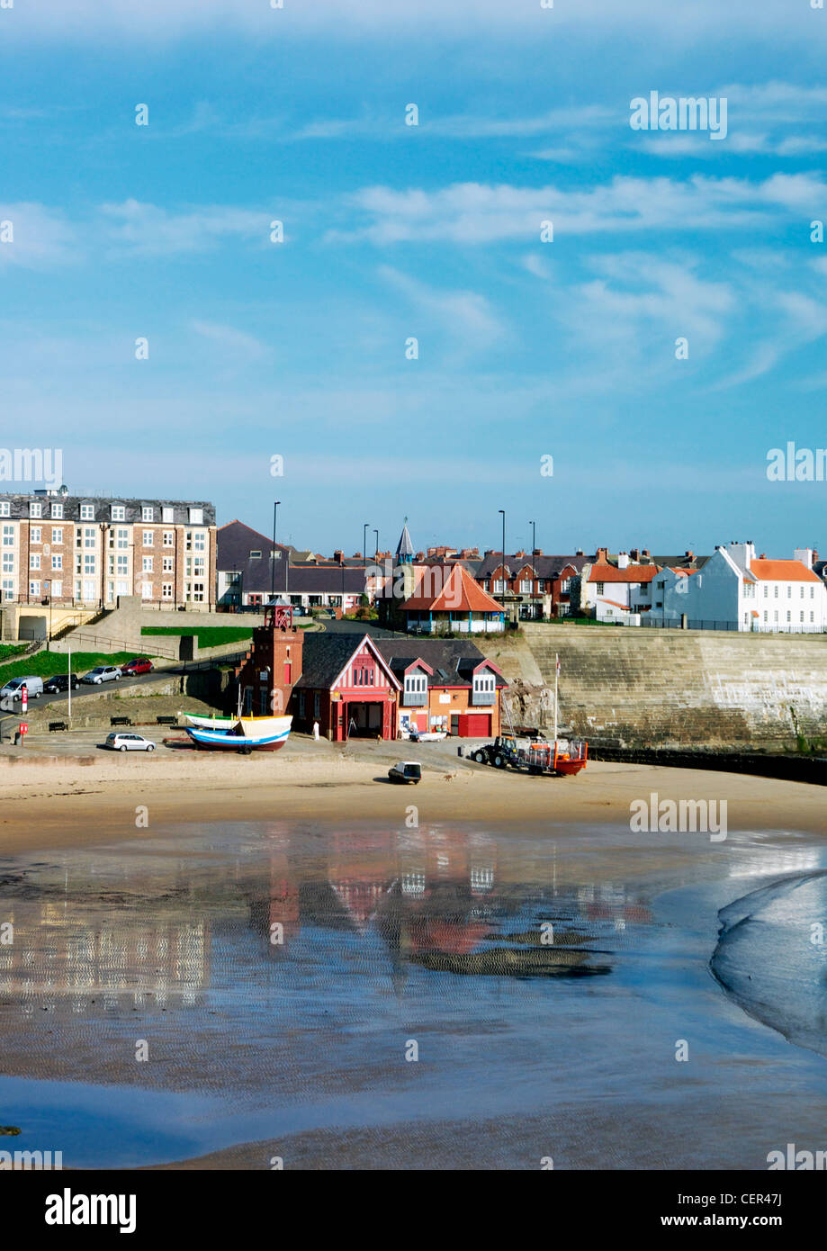 Rettungsstation in Cullercoats Bay. Stockfoto