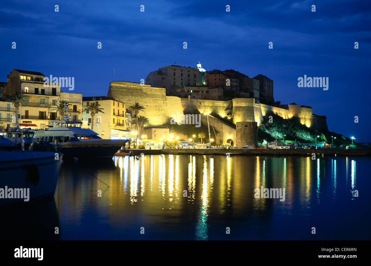 Die Zitadelle und den Hafen von Calvi, Haute Corse, Korsika, Frankreich. Stockfoto