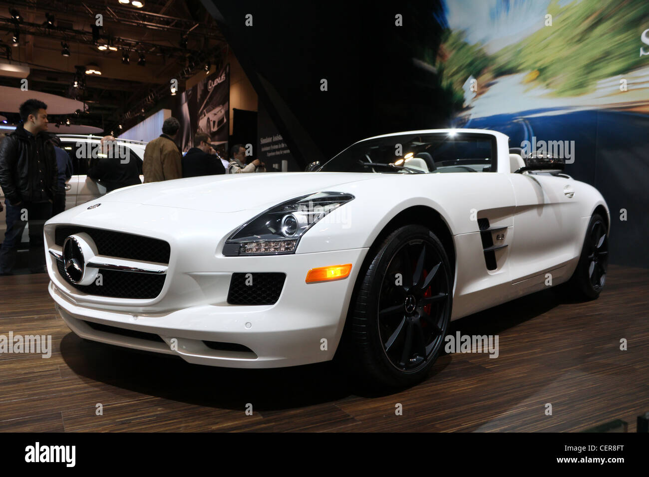 Weißen Cabrio Sportwagen Mercedes Benz Sls Amg Roadster Stockfoto