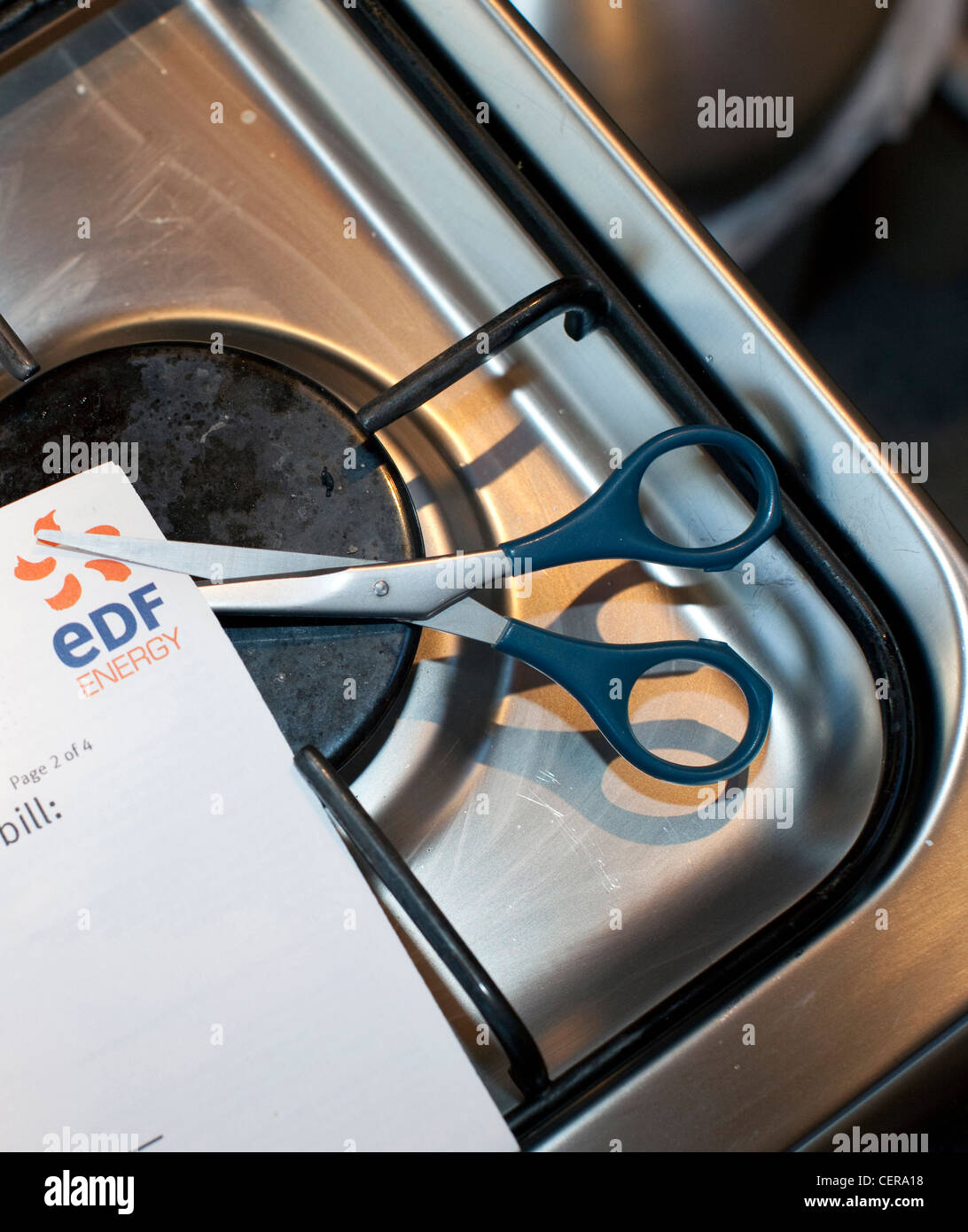 Energiekonzern EDF kündigt Senkung der Gaspreise, London Stockfoto