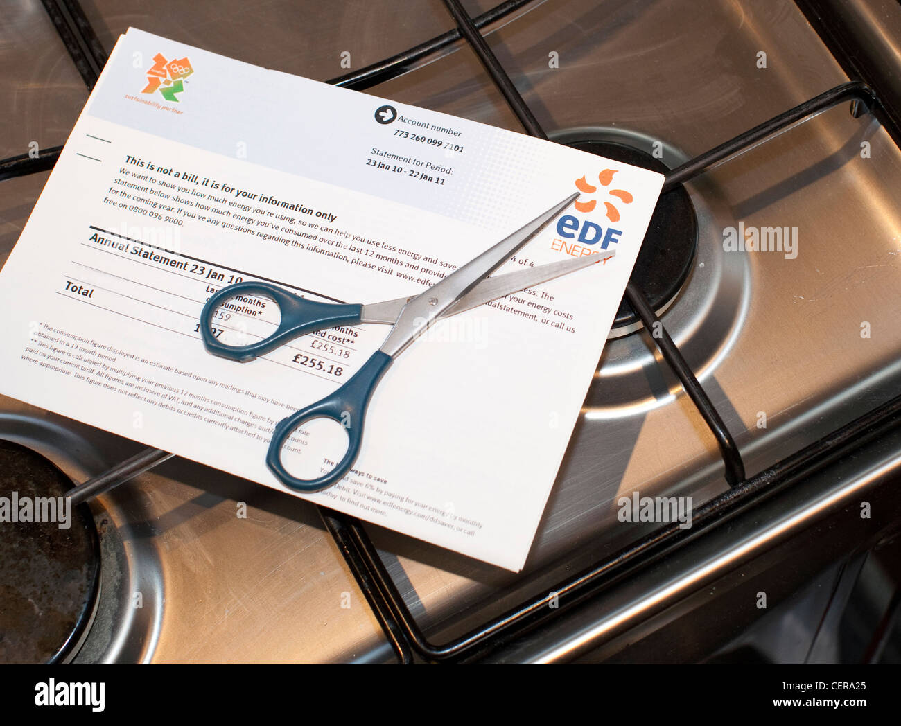 Energiekonzern EDF kündigt Senkung der Gaspreise, London Stockfoto