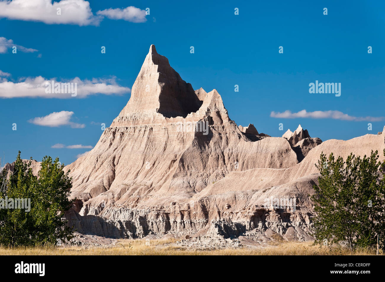 Felsformationen im Bereich Cedar Pass von Badlands Nationalpark, South Dakota. Stockfoto